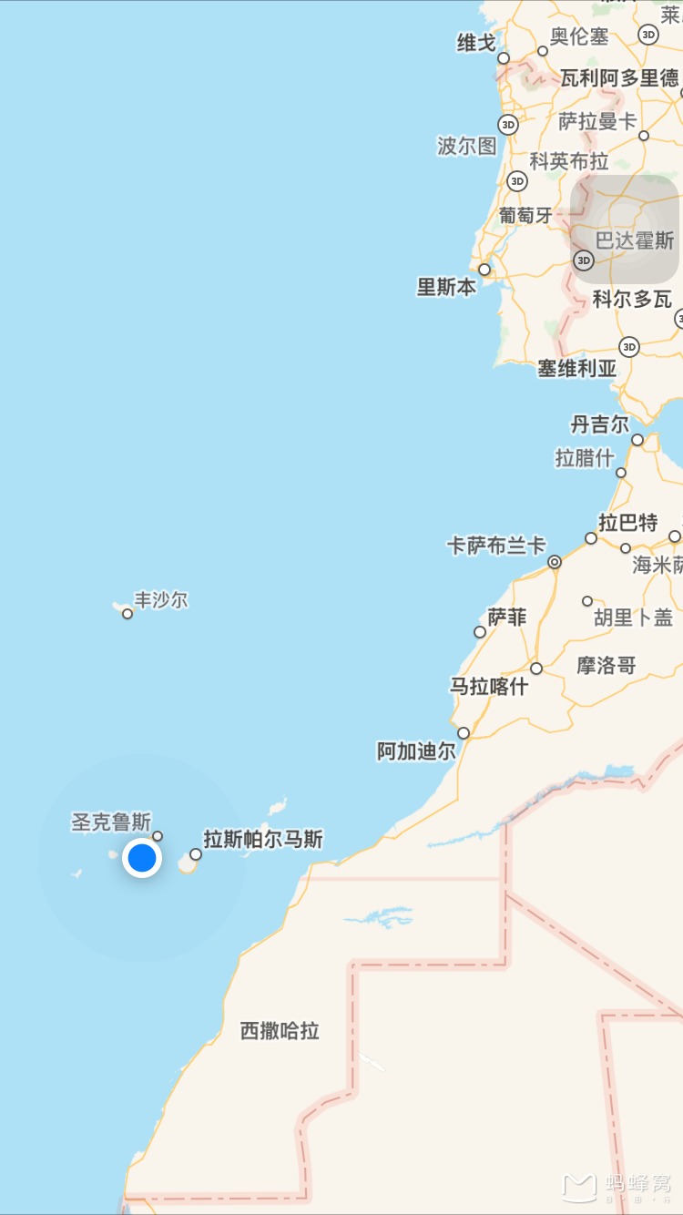 加那利群岛属于西班牙,但是加那利群岛已处在非洲板块,相当于我们